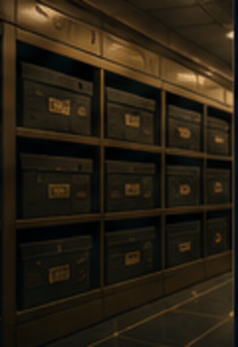 Brass vault drawer of card slabs